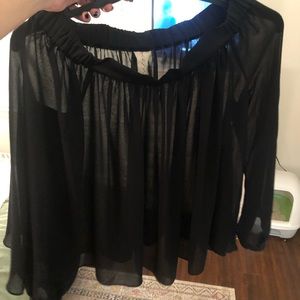 Free People Black Sheer Off The Shoulder Top